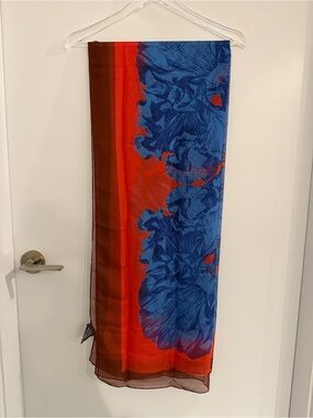 Oriflame Sweden - Vibrant Orange & Blue Floral Scarf